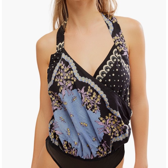 Free People ⭐️NWT⭐️ Sweet Thing Mixed Print Cotton Bodysuit size Small - Picture 1 of 8